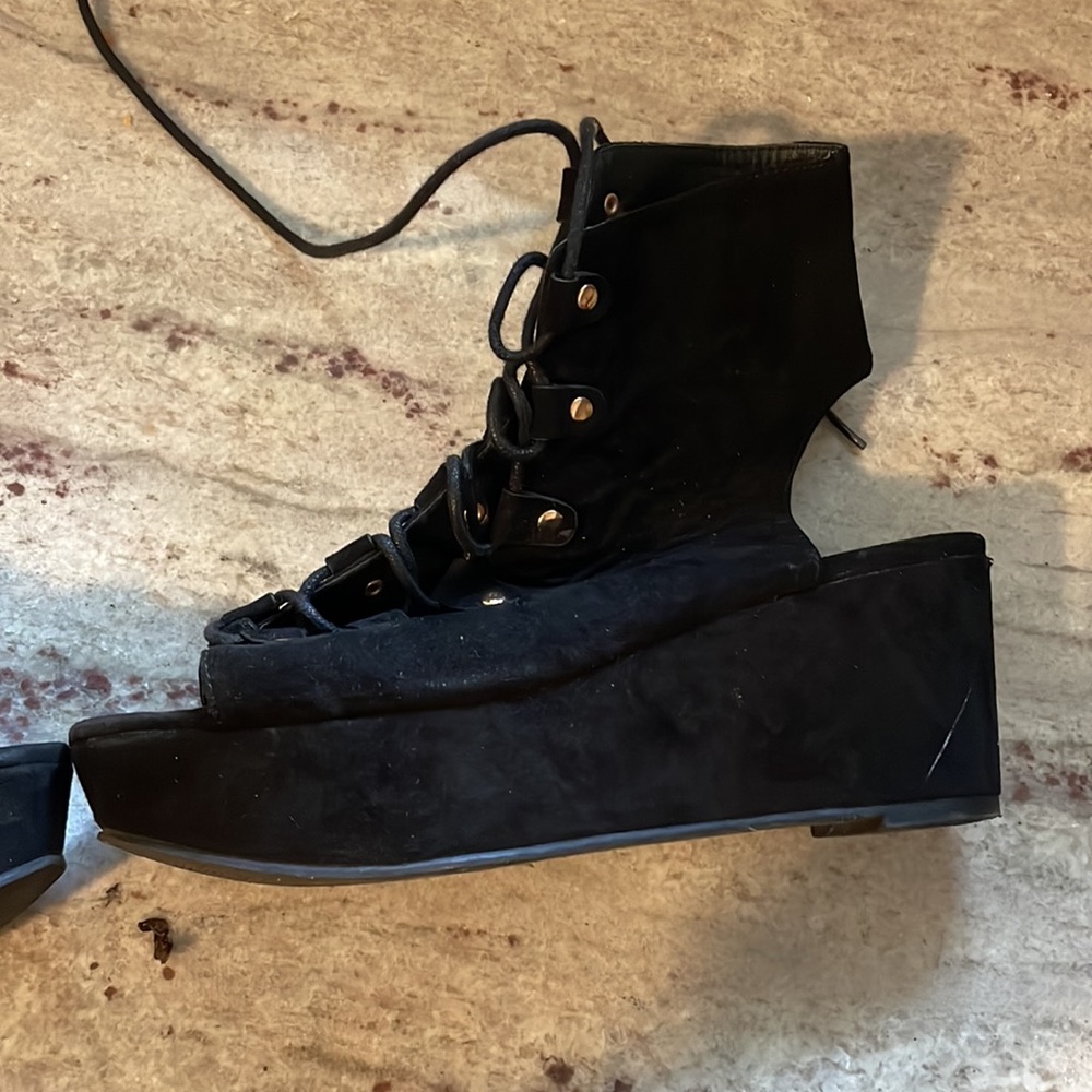 Top Shop Laceup Platform Wedge - Picture 1 of 7